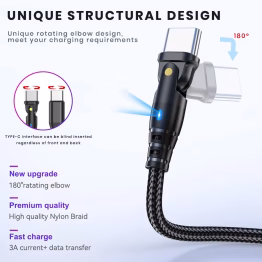 Cablu USB-C/USB-C rotativ…